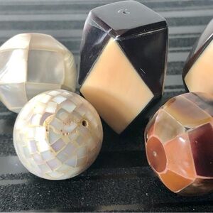Handmade Mother of Pearl Decorative Beads Set Six Mosaic Lantern Jewelry Beads